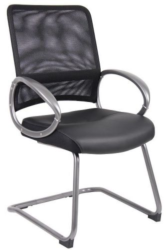 B6409 boss black mesh back with pewter finish office guest chair for sale