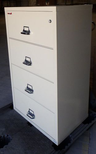 FireKing 38&#034; four drawer lateral fireproof file cabinet with key