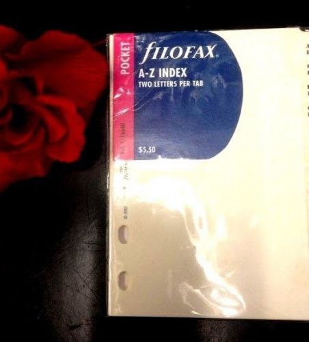 Filofax White A-Z Index for Pocket Size Organizers~New in Wrapper