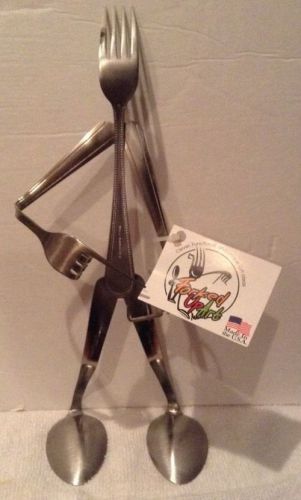Forked Up Art Business Card Holder Stand Figurine Fork Unique Gift