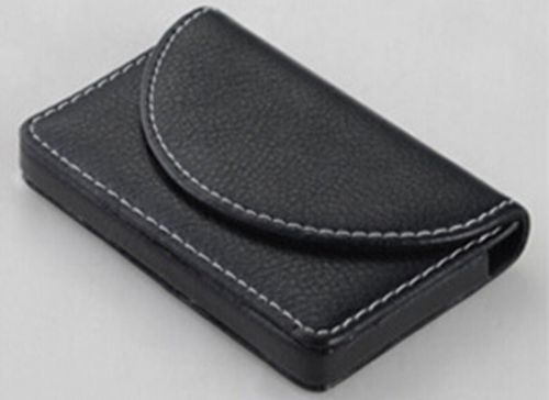 Gift New Leatherette Business Name Card Holder Wallet Box Case Black