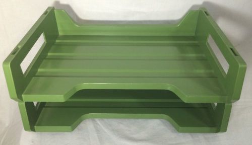 2 Rogers  Side-Load Letter Tray, Vintage Retro Green Color Used!