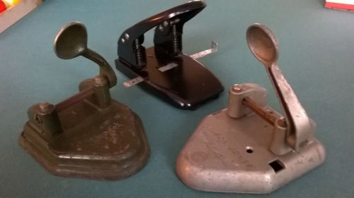 LOT OF (3) ANTIQUE / VINTAGE 2-HOLE PUNCHES METAL