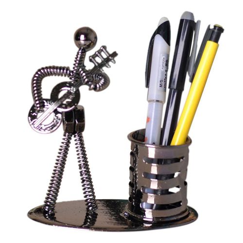 Desktop decorative pen organizer pencil holder w/ man playing guitar home office for sale