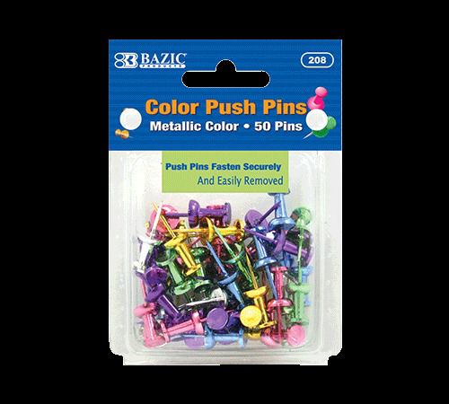 BAZIC Assorted Metallic Color Push Pins (50/Pack), Case of 144
