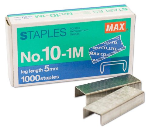 Max Staples No.10-1M 5mm Mini 1000 Staples NEW