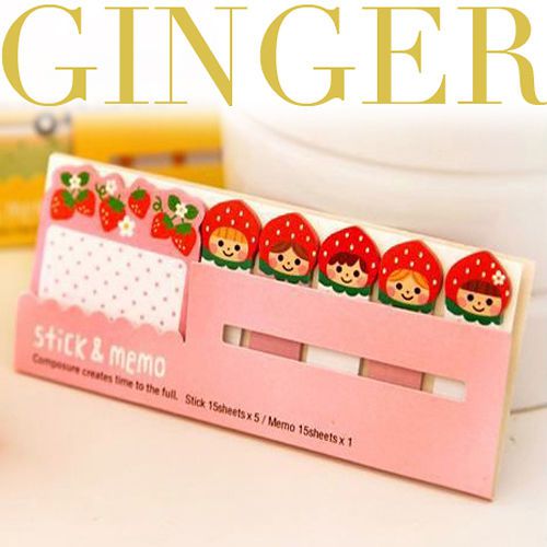 Strawberry Girl Type - Cute Funny Sticker Post It Tab Memo Sticky Notes 90 Pages