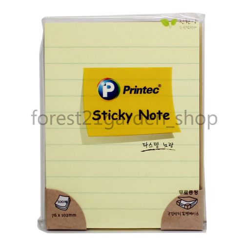 Printec Sticky Note 100 Sheet,Emulsion Based Adhesive,3 x 4&#034; - 1 Pad