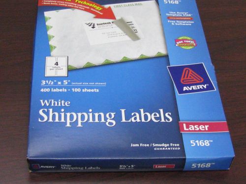 AVERY DENNISON WHITE SHIPPING LABELS 3 1/2&#034; X 5&#034;  400 LABELS-100 SHEETS per BOX