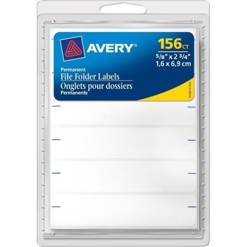 Avery File Folder Label - 0.63&#034;W x 2.75&#034;L - 156/Pack - Rectangle - White
