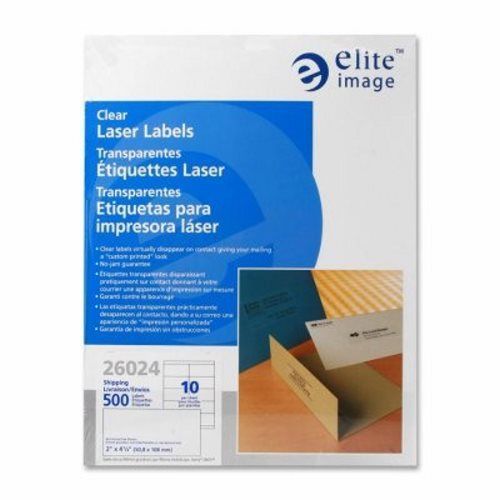 Elite Image Laser Labels, Shipping, 2&#034;x4-1/4&#034;, 500/PK, Clear (ELI26024)