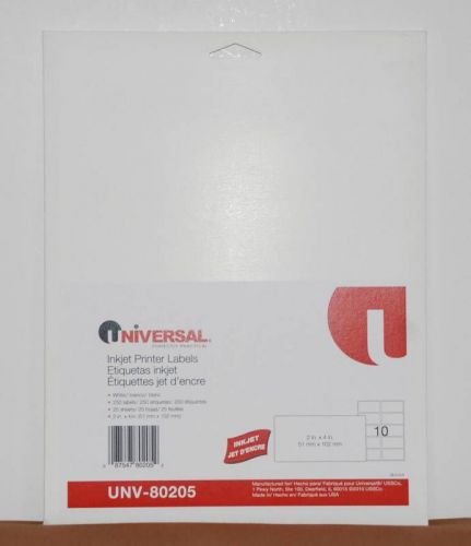 2 Packages Universal Inkjet Printer #UNV-80205 LABELS 2&#034; X 4&#034; 500 Labels Total