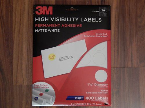 3m permanent inkjet round circle labels seals 1 1/2&#034; white 4200-m  avery 8293 for sale