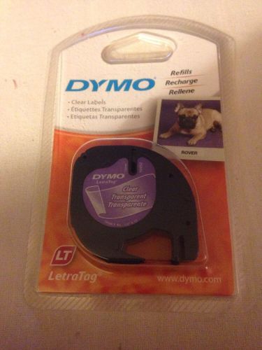 DYMO Labeling Tape, LetraTag Labelers, 1/2&#034;x13&#039;, Black on Clear, Free Shipping