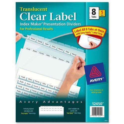 Avery Index Maker Easy Apply Clear Label Divider - Blank - 8 (ave12450)