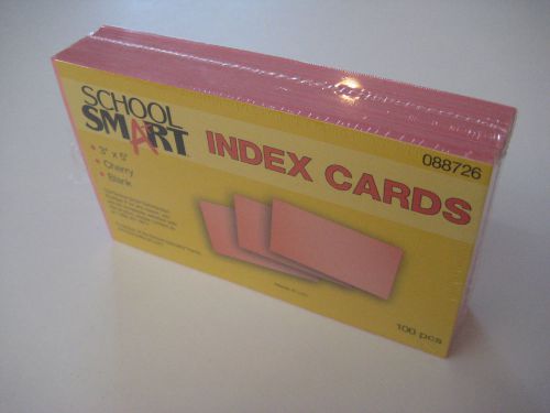 NEW SEALED 100 Cherry (Dark Pink) Blank 3 x 5 Index Cards (3&#034; X 5&#034; Card Stock)