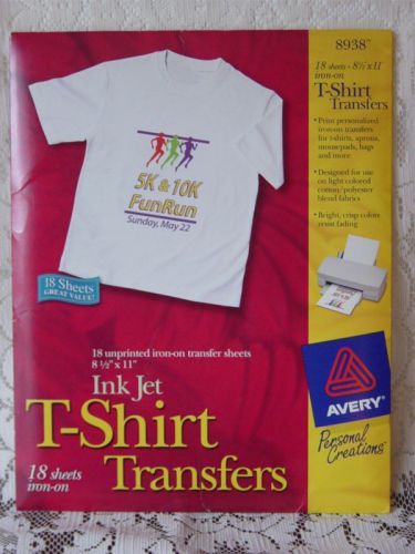 NEW! Avery 8938 Personal Creation Ink Jet T-Shirt Iron-On Transfers.