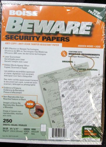 BOISE BEWARE SECURITY PAPER -250 SHEETS- GREEN-VOID