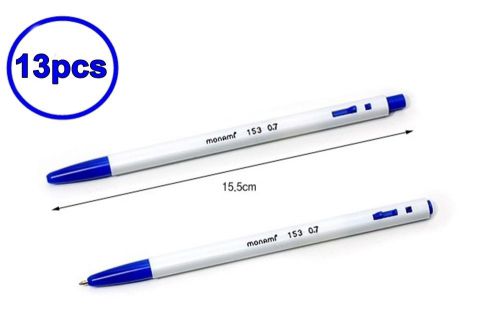 13pcs monami 153 blue korean best seller pen ballpoint pens 0.7mm school, office for sale