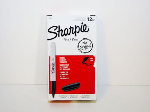 Sharpie 12 Count Black Fine Permanent Markers, NEW