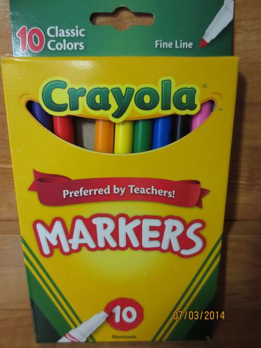 Crayola Classic Colors Markers FINE Line 10ct Nontoxic ~NEW~ Ship Fast