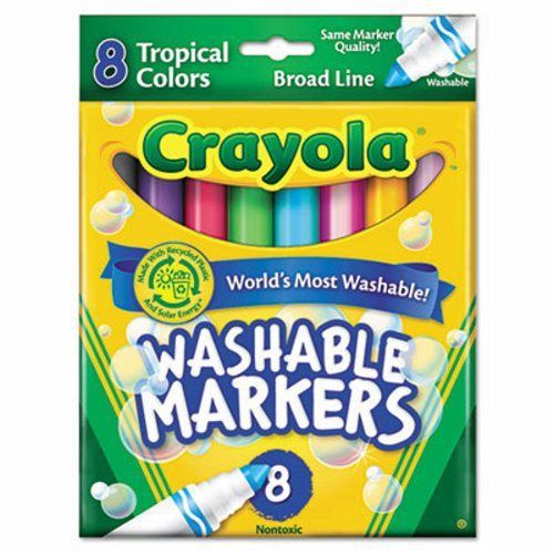 Crayola Washable Markers, Conical Point, Tropical Colors, 8/Set (CYO587816)