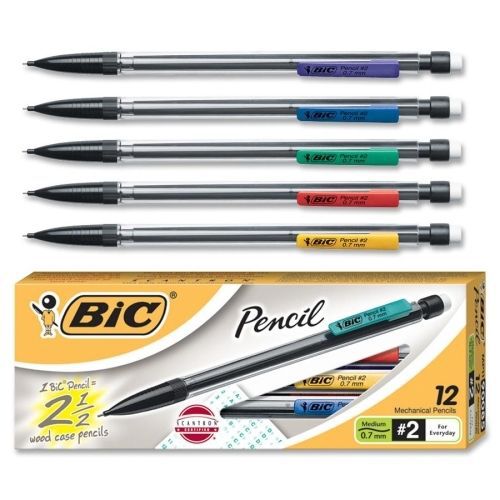 Bic mechanical pencil - 0.7 mm lead size - clear barrel - 12 / pack for sale