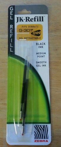 BLACK INK JK-REFILL FITS ZEBRA G-301 GEL PENS- 2 pack