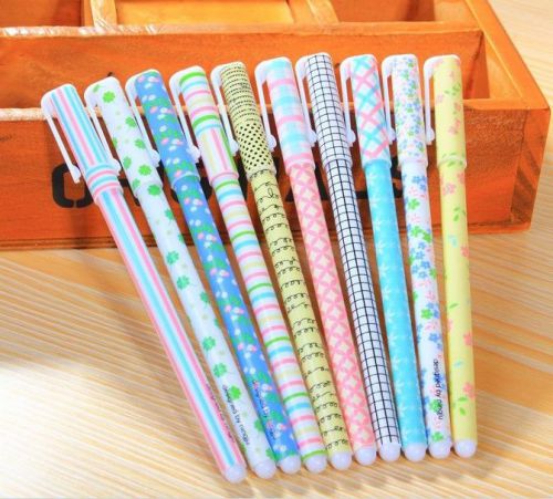 Lot 10 Assorted Colors Rollerball Gel Ink Pens Fine Ball Point Korea Floral Cute