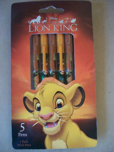 Disney Lion King Set Of 5 Stick Pens By Tri-Coastal Design, NYC, NEW IN PACKAGE