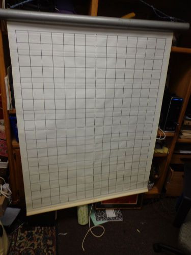 Vintage Numbered Square Grid Hanging Overhead Projector Screen 41 x 51&#034;