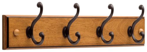 18 inch 4-Scroll Hook Rail Honey Maple and Statuary Bronze Liberty 128738 Four