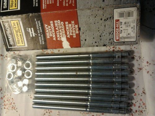 SIMPSON STRONG TIE 5/8&#034;X10&#034; WEDGE ALL HEAVY DUTY ANCHORS 62100 *NEW* BOX OF 10