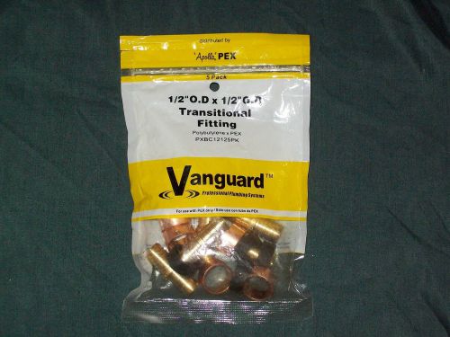 1/2&#034; O.D. X 1/2&#034; O.D. VANGUARD TRANSITIONAL FITTINGS- NEW- UNOPENED 5 PACK