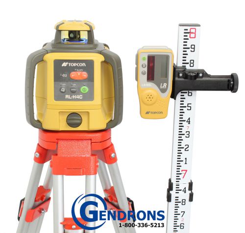 Topcon rl-h4c self-leveling rotary slope laser level + tripod &amp; 10th grade rod for sale