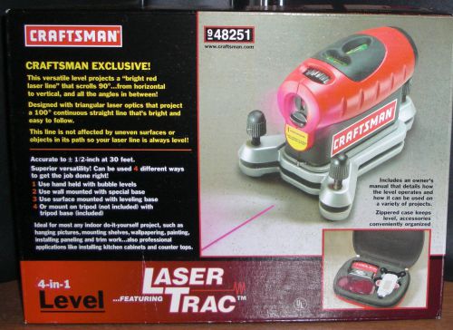 Craftsman 4 in 1 Laser Trac Level with Carrying Case and Glasses New In Box