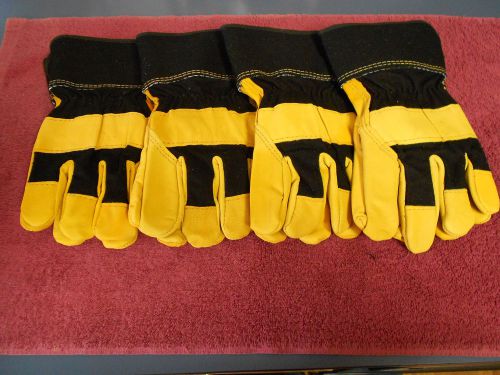 Men&#039;s heavy duty leather work gloves size large   lot of 4 pair for one money... for sale
