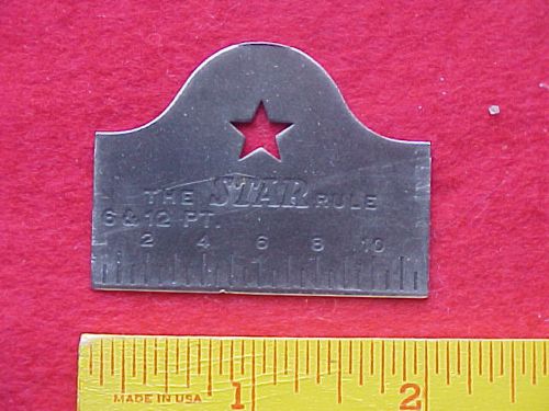 Rare vintage printer&#039;s type gauge. 6 &amp; 12 pt. agate inches. star rule for sale