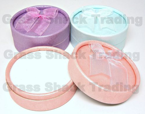 12 Piece Lot Round Jewelry Gift Boxes Blue Pink and Purple