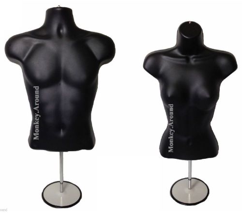 Set of 2 Mannequin Male Female Torso Dress Form Display Clothing Stand + Hanging