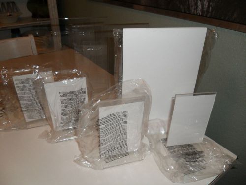 Set of 8 New Display Stands - Plastic Ad-Picture Frames (3)-8.5x11 &amp; (5)- 4x6