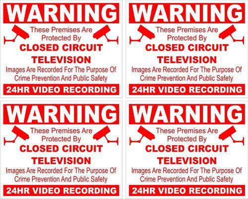 CCTV Camera warning sticker sign X 4 10cmx8cm safety video recording