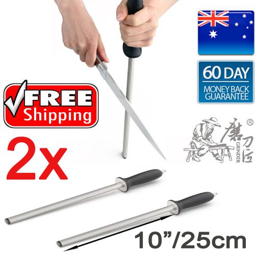 2x Professional Diamond Knife Sharpening Steel Sharpener 25cm/10&#034; Oval 600 Grit