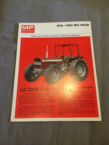 Massey Ferguson MF194-4 Wheel Drive Tractor Sales Leaflet Brochure
