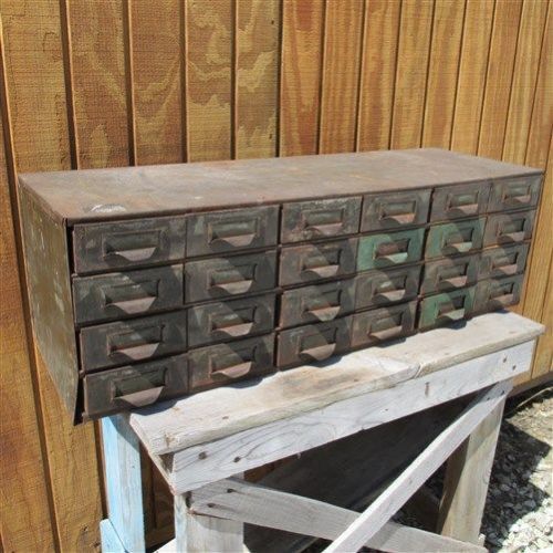 24 Drawer File Metal Parts Organizer Chest Cabinet Vintage Hardware Nuts Bolts