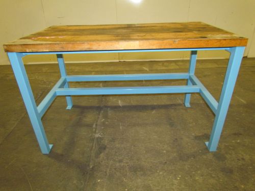 Industrial Butcher Block Workbench Table Heavy Duty Wood Top 54x30x34&#034; Height