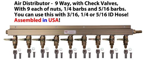9 way co2 manifold air distributor draft beer mfl check valves (ad109ebay) for sale