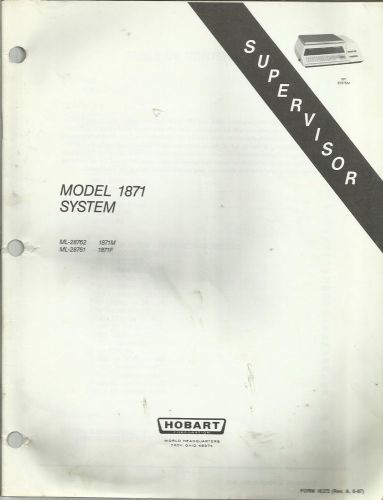 Hobart Model 1871 System Supervisor Manual