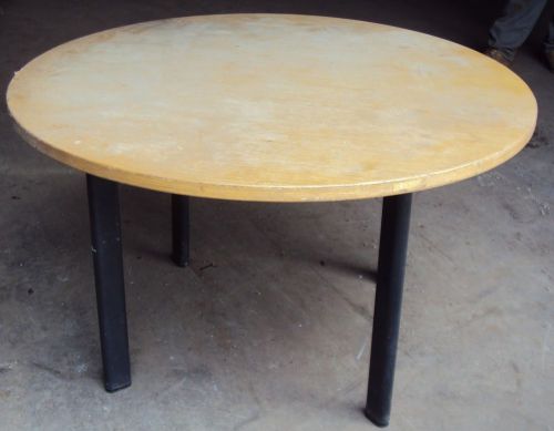 (6)  48&#034; ROUND WOODEN CATERING RESTAURANT TABLES - STEEL LEGS / FRAME