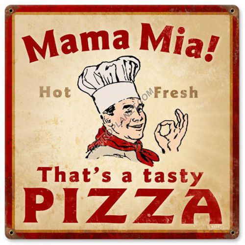 Tasty pizza vintage metal sign for sale